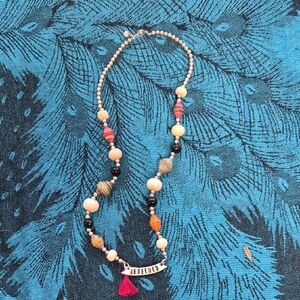 Beaded Necklace with Pink and Orange Accents